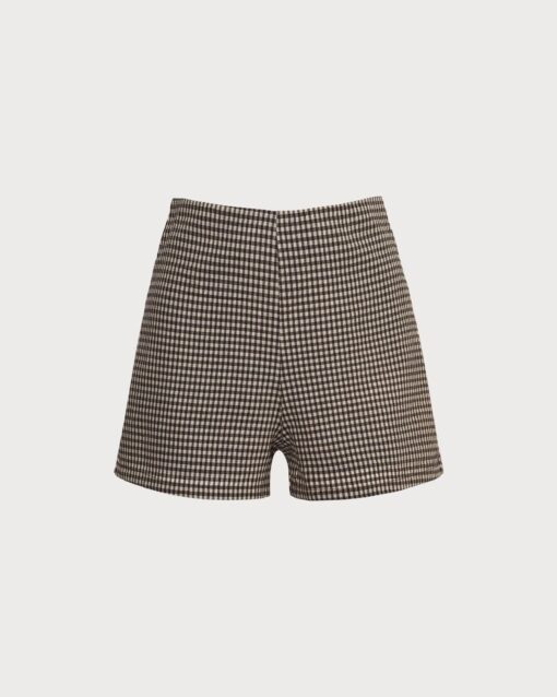 The Brown High Waisted Plaid Shorts - Image 6