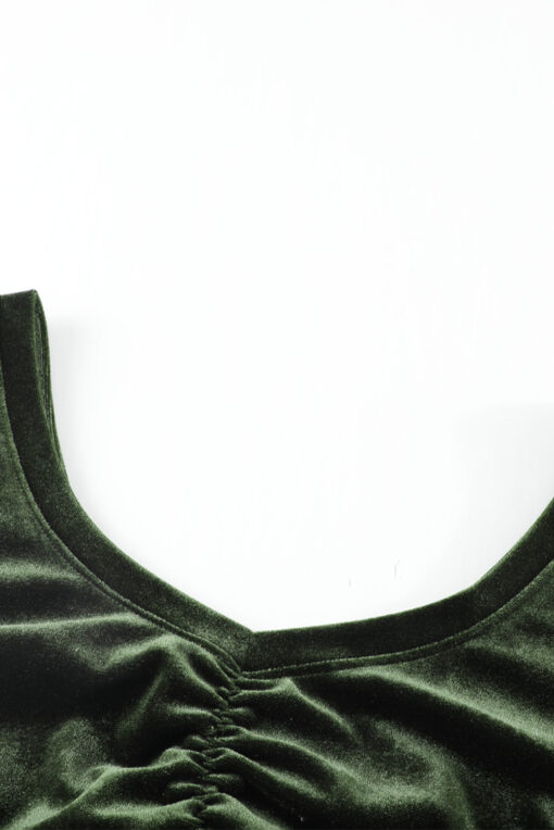 Women's Long Sleeve Ruched Bodycon Velvet Dress Elegant Cocktail Party Mini Dress - Image 22